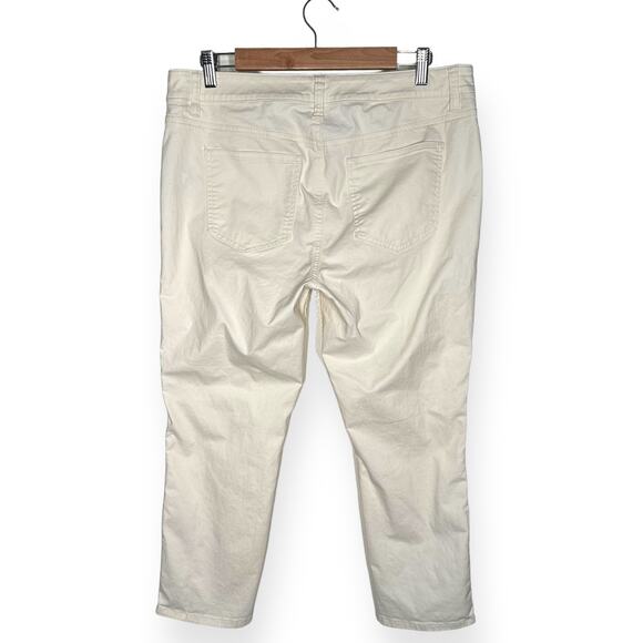 LAUREN RALPH LAUREN Ivory Ankle Zip Cropped Pants Slim Fit Mid Rise Biker - Picture 3 of 11